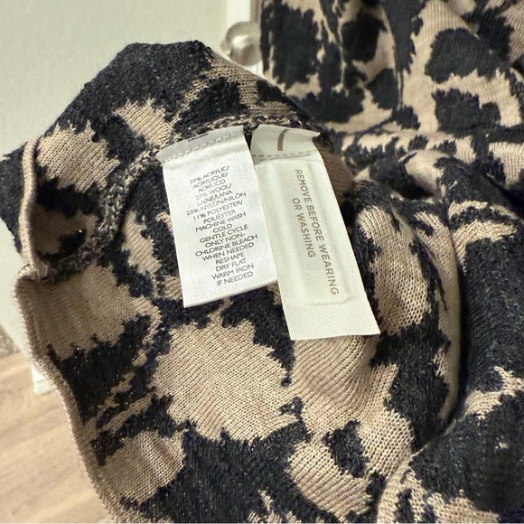 LOFT Black and Tan Floral Long Sleeve Dress Wool Blend Size Large Fall Winter - Picture 5 of 8